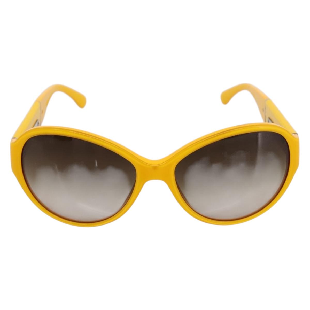 CHANEL COCO Mark Sunglasses Plastic Yellow Silver CC Auth 198826A - Jerrillo image 2