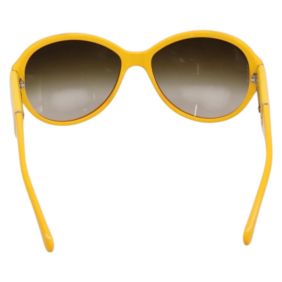 CHANEL COCO Mark Sunglasses Plastic Yellow Silver CC Auth 198826A - Jerrillo image 3