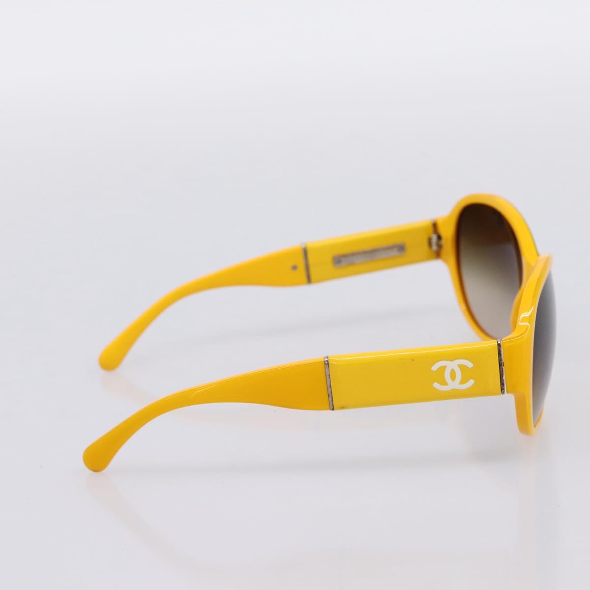 CHANEL COCO Mark Sunglasses Plastic Yellow Silver CC Auth 198826A - Jerrillo image 4