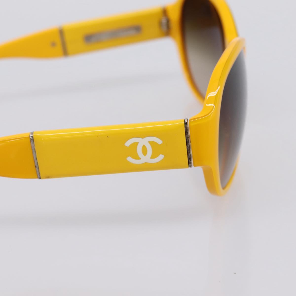 CHANEL COCO Mark Sunglasses Plastic Yellow Silver CC Auth 198826A - Jerrillo image 5