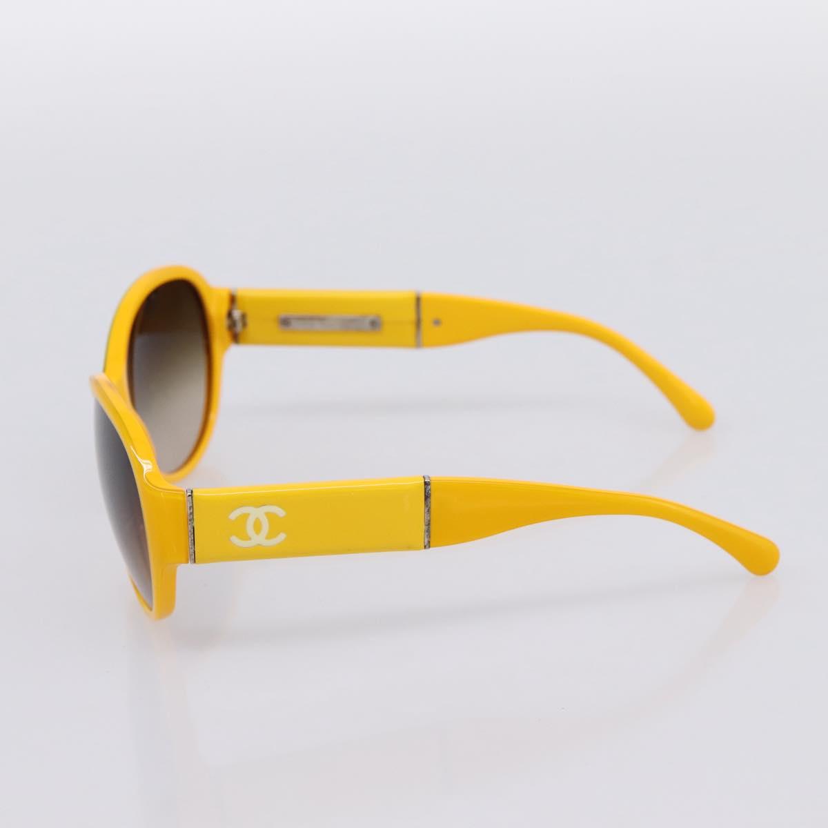 CHANEL COCO Mark Sunglasses Plastic Yellow Silver CC Auth 198826A - Jerrillo image 6