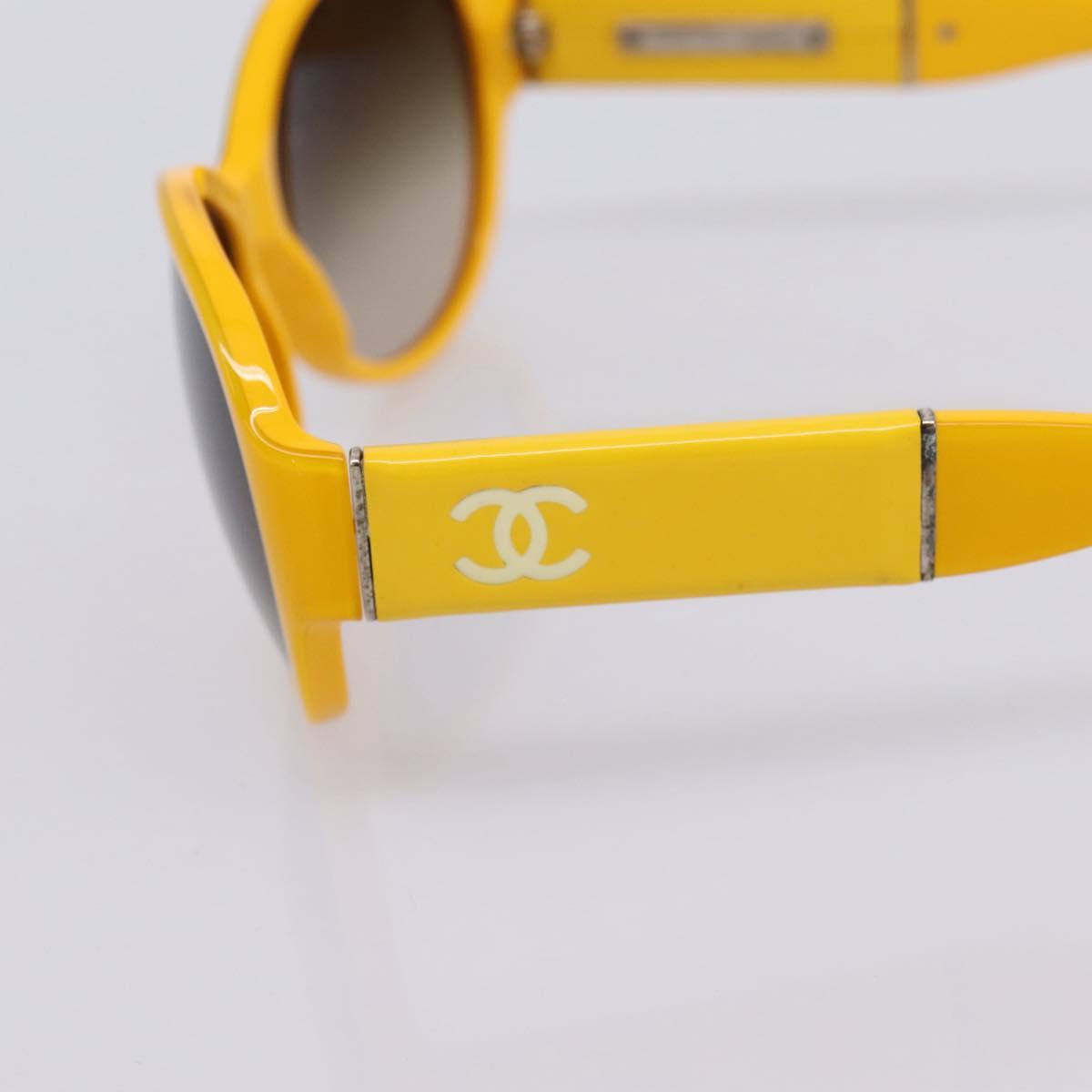 CHANEL COCO Mark Sunglasses Plastic Yellow Silver CC Auth 198826A - Jerrillo image 7