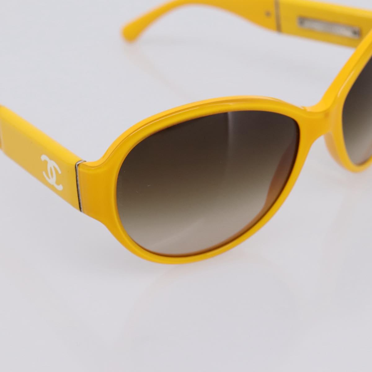 CHANEL COCO Mark Sunglasses Plastic Yellow Silver CC Auth 198826A - Jerrillo image 8