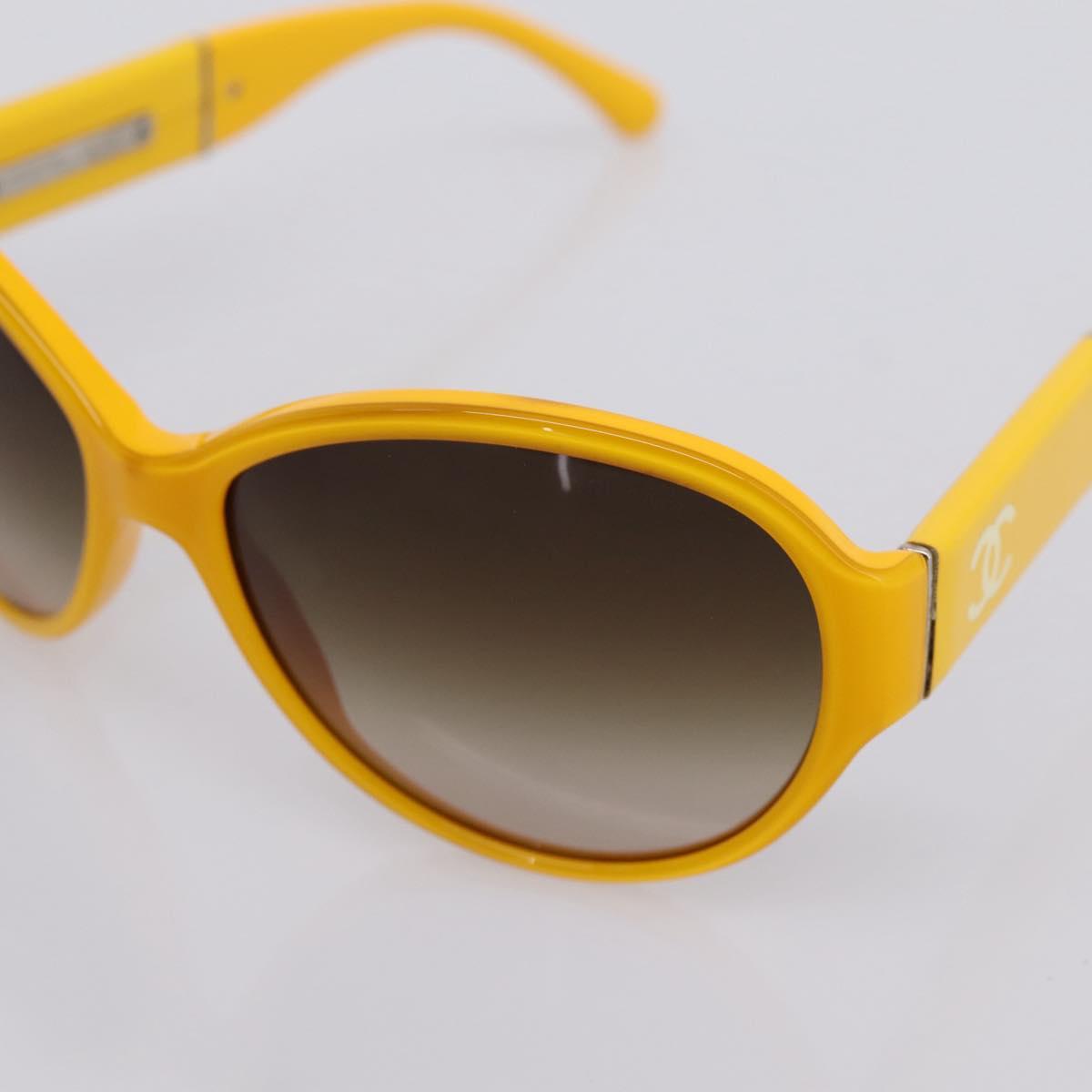 CHANEL COCO Mark Sunglasses Plastic Yellow Silver CC Auth 198826A - Jerrillo image 9