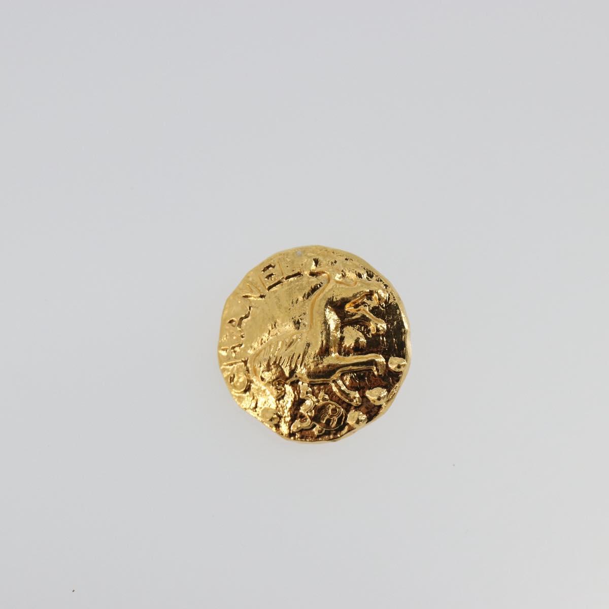 CHANEL Lion Earring Metal Gold Tone CC Auth 198845 - Jerrillo image 2