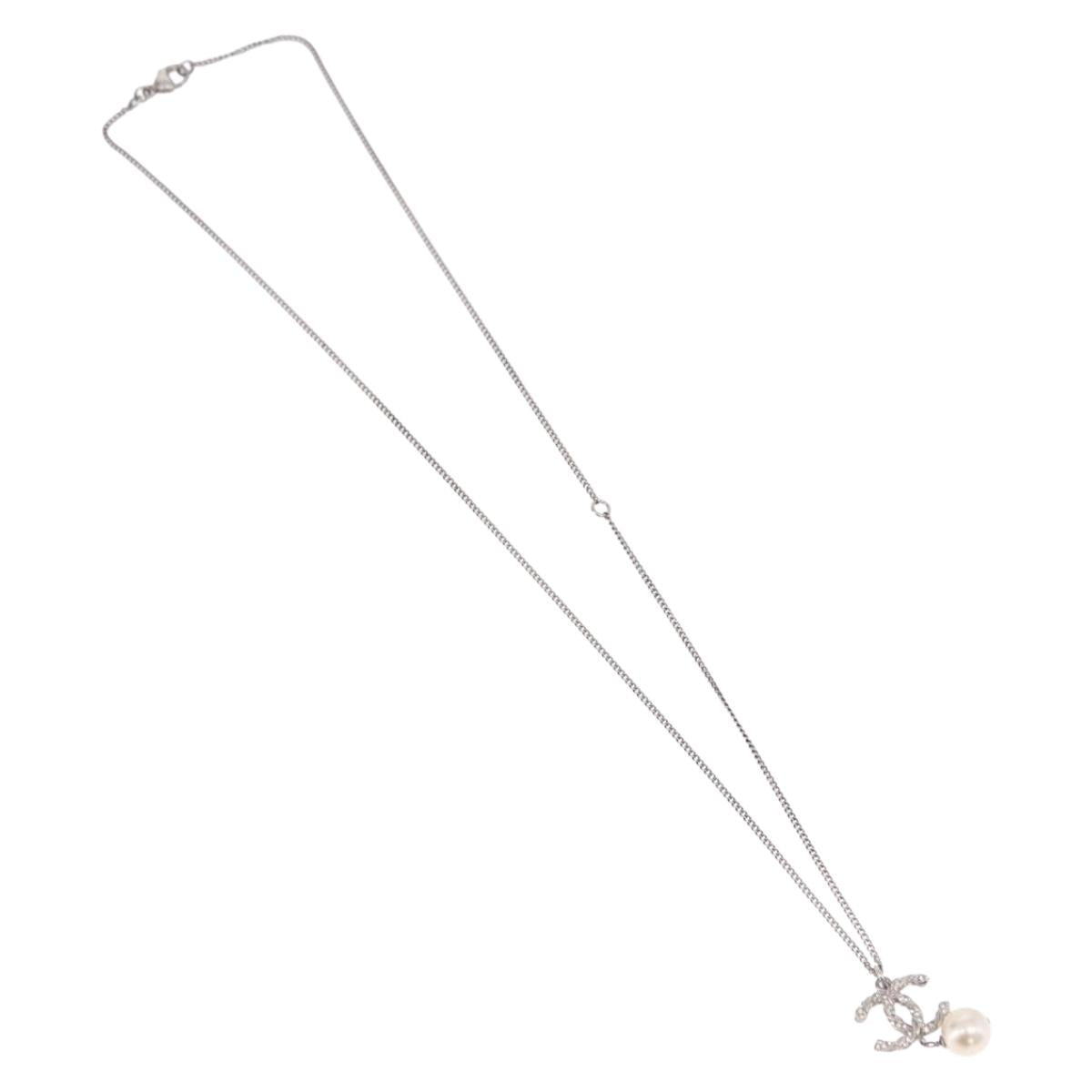 CHANEL COCO Mark Necklace Metal Silver CC Auth 198854V - Jerrillo image 2