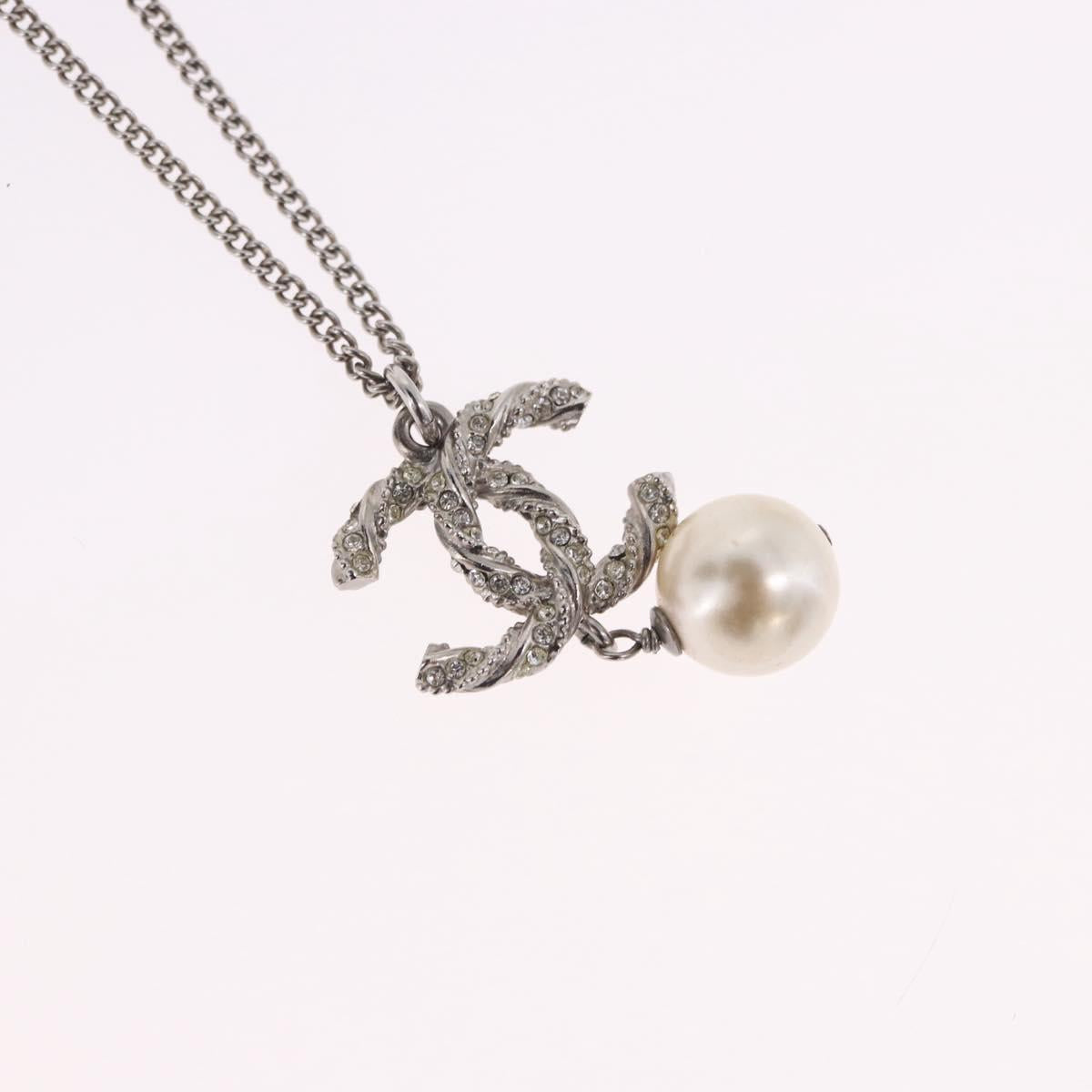 CHANEL COCO Mark Necklace Metal Silver CC Auth 198854V - Jerrillo image 3