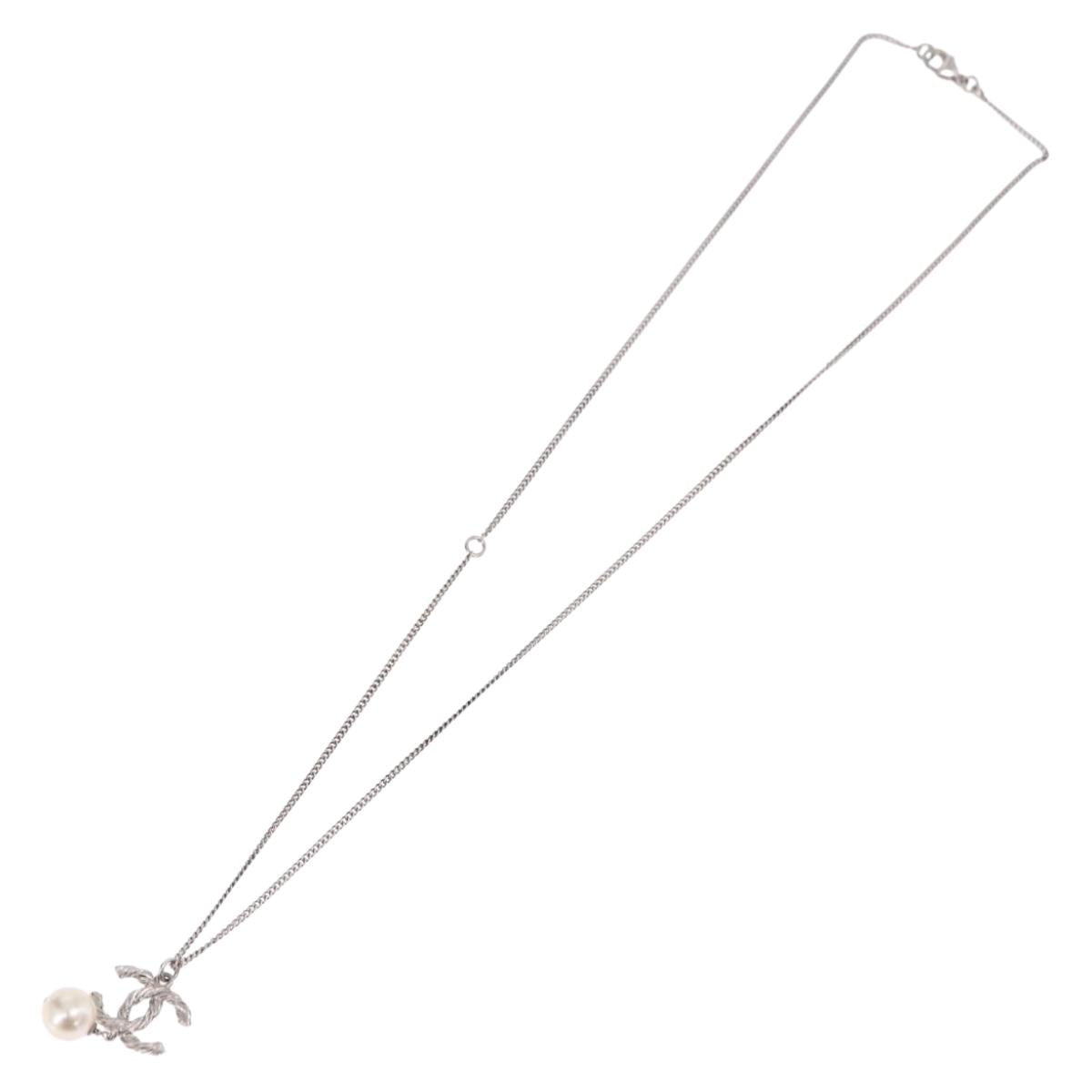CHANEL COCO Mark Necklace Metal Silver CC Auth 198854V - Jerrillo image 8