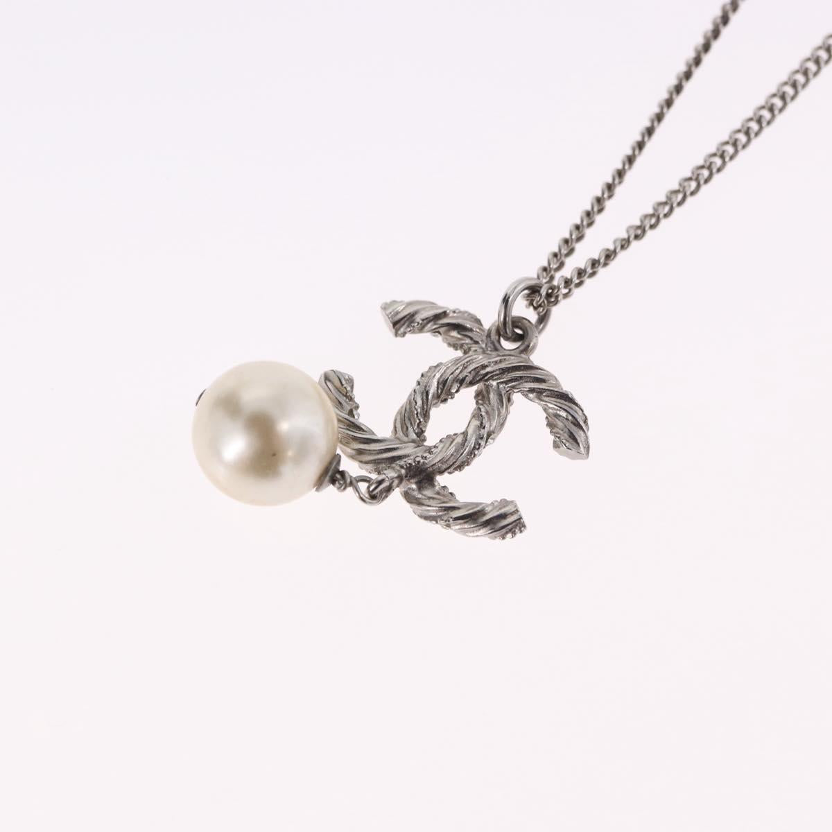 CHANEL COCO Mark Necklace Metal Silver CC Auth 198854V - Jerrillo image 9