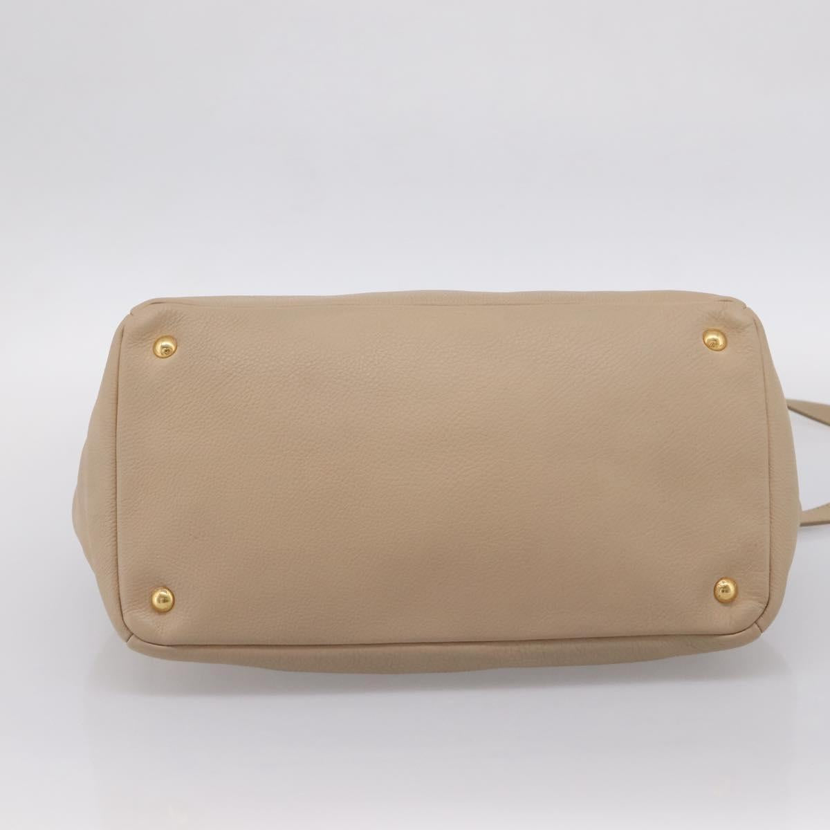 PRADA Hand Bag Vittero Dino Leather 2way Beige Gold Auth 199142V - Jerrillo image 5