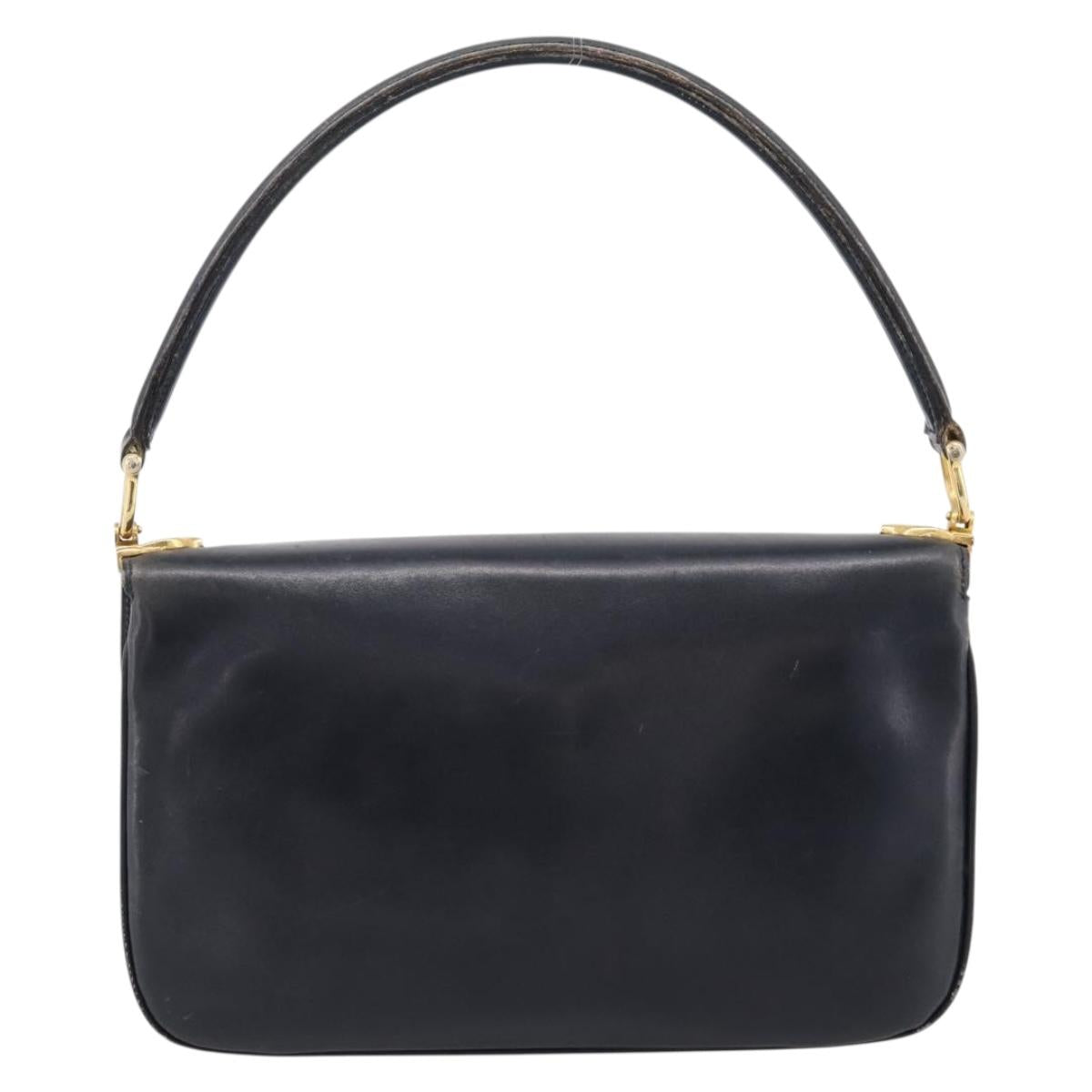CELINE Horse Carriage Shoulder Bag Leather Navy Gold Auth 199215 - Jerrillo image 2