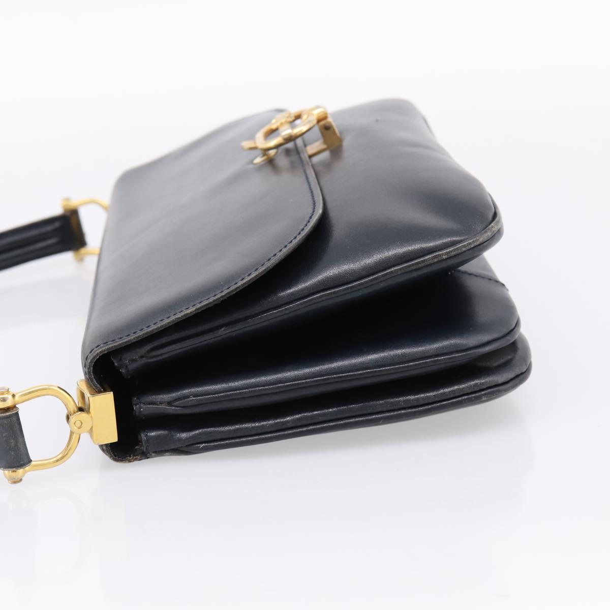 CELINE Horse Carriage Shoulder Bag Leather Navy Gold Auth 199215 - Jerrillo image 3