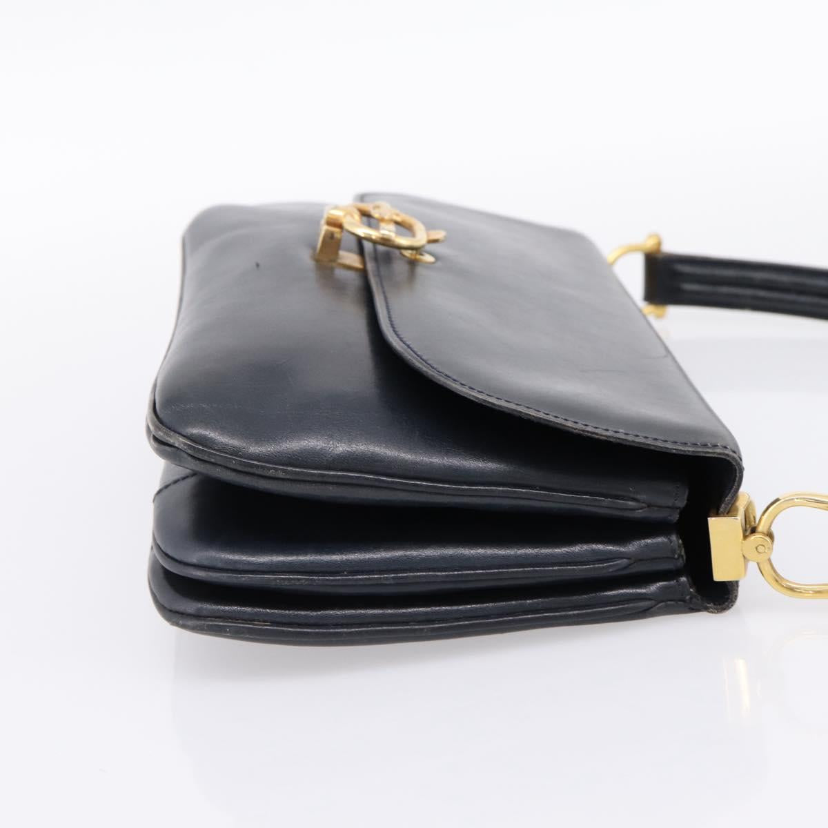 CELINE Horse Carriage Shoulder Bag Leather Navy Gold Auth 199215 - Jerrillo image 4