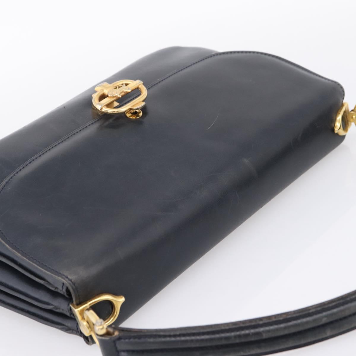 CELINE Horse Carriage Shoulder Bag Leather Navy Gold Auth 199215 - Jerrillo image 6