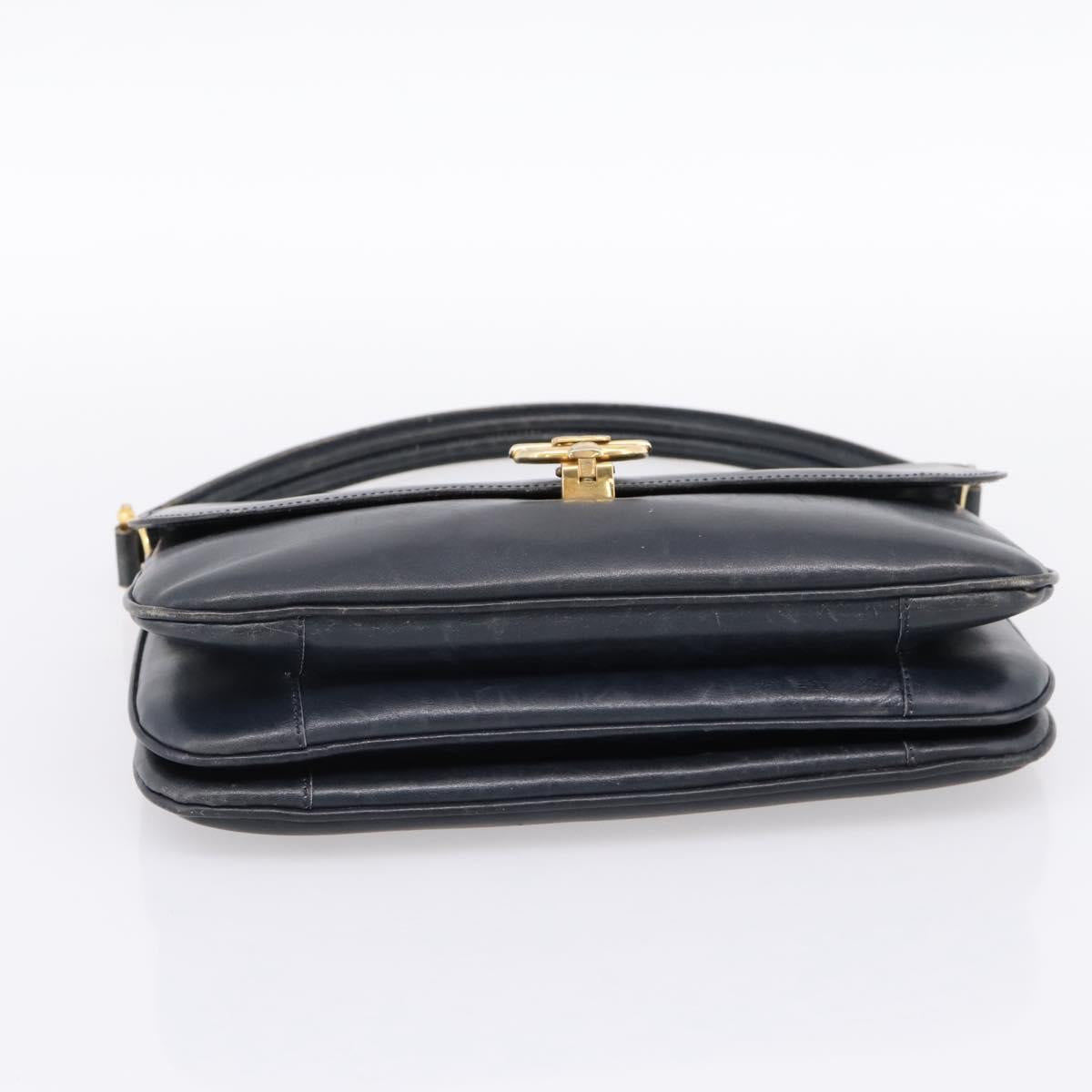 CELINE Horse Carriage Shoulder Bag Leather Navy Gold Auth 199215 - Jerrillo image 5