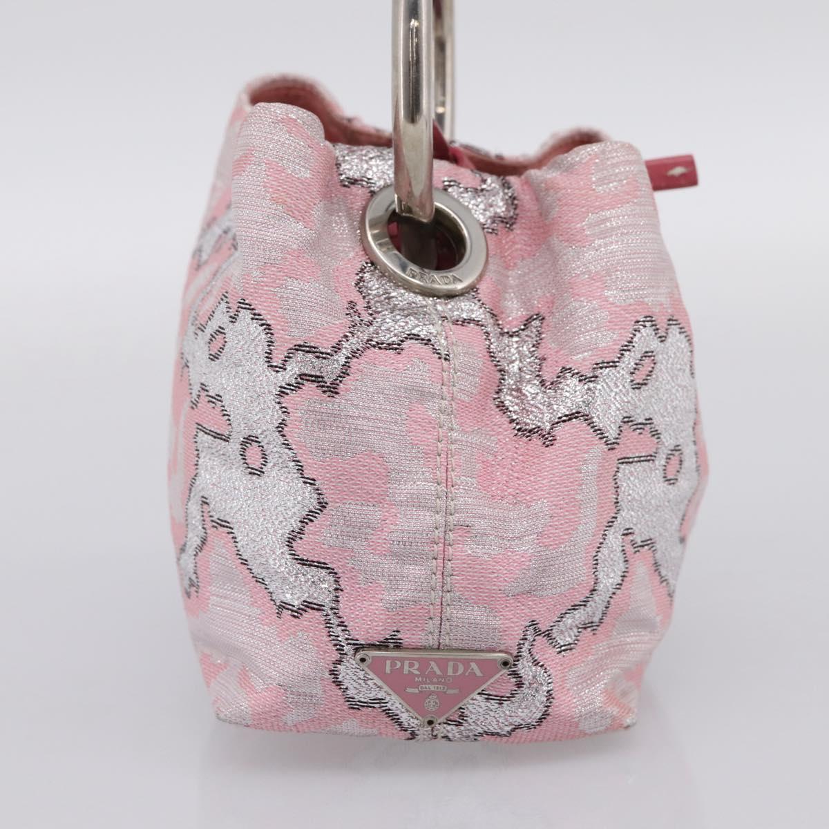 PRADA Brocade Hand Pouch Silk Pink Silver Auth 199363SAM - Jerrillo image 3