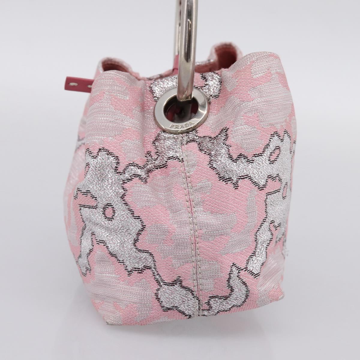 PRADA Brocade Hand Pouch Silk Pink Silver Auth 199363SAM - Jerrillo image 4