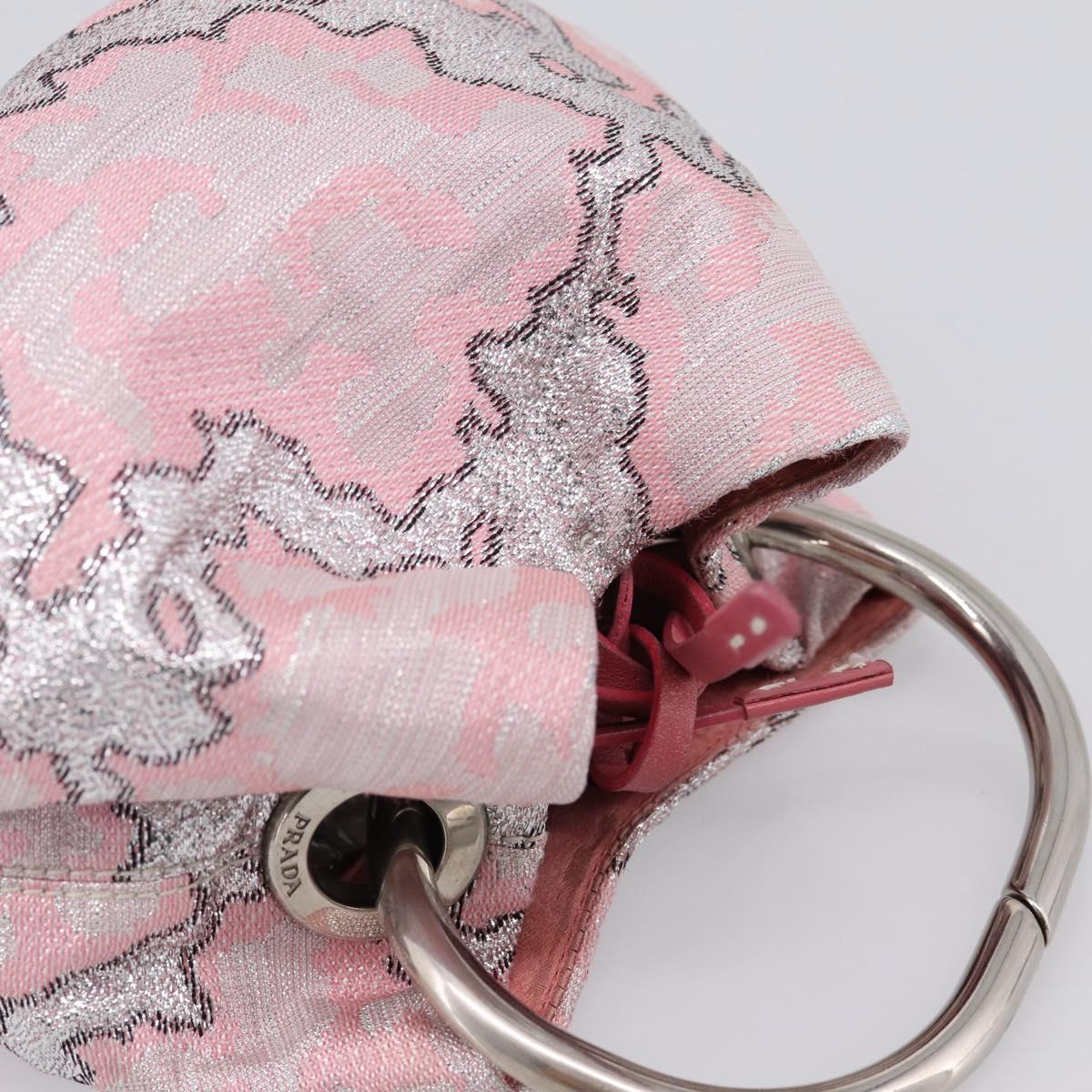 PRADA Brocade Hand Pouch Silk Pink Silver Auth 199363SAM - Jerrillo image 6