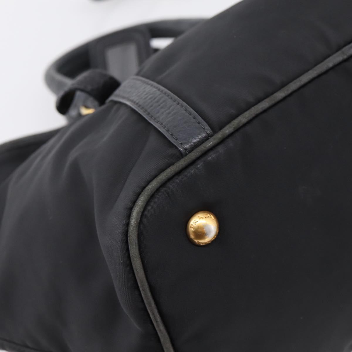 PRADA Hand Bag Nylon Leather 2way Black Gold Auth 199485A - Jerrillo image 10