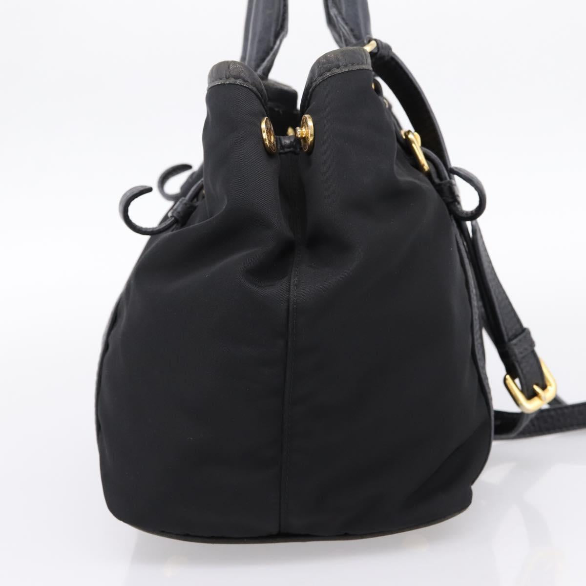PRADA Hand Bag Nylon Leather 2way Black Gold Auth 199485A - Jerrillo image 3