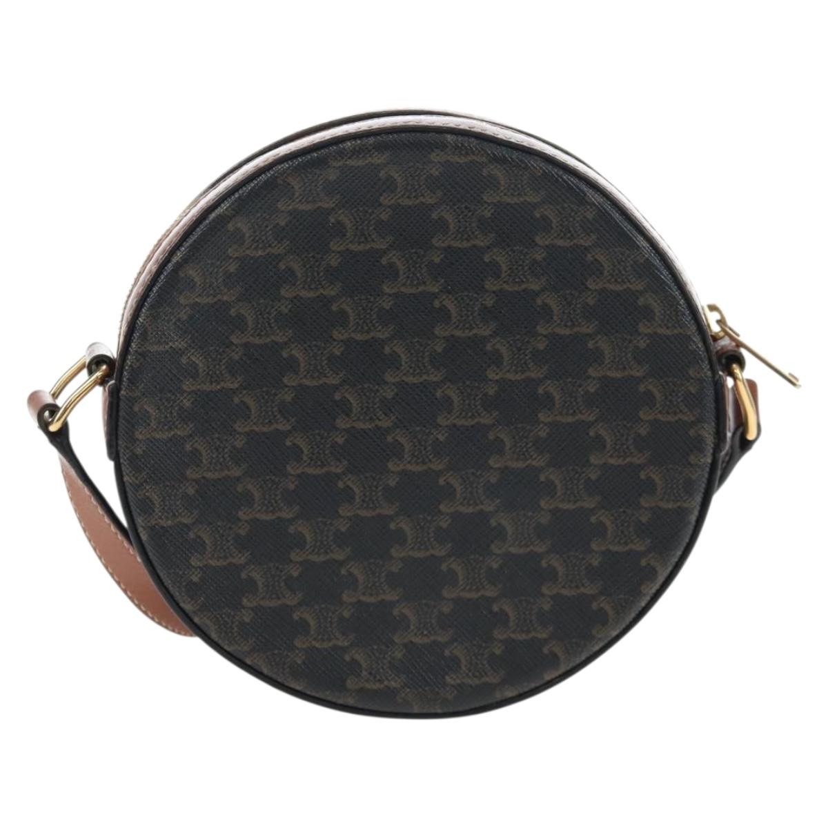 CELINE Triomphe Round Purse Shoulder Bag PVC Black Gold Auth 199654M - Jerrillo image 2