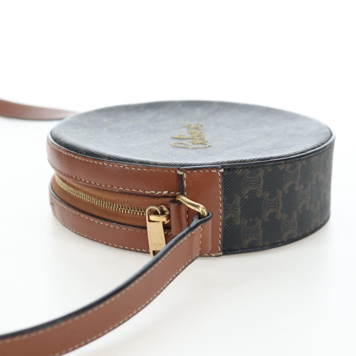 CELINE Triomphe Round Purse Shoulder Bag PVC Black Gold Auth 199654M - Jerrillo image 3