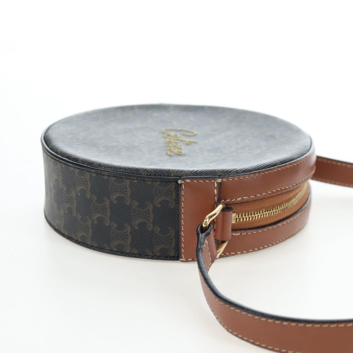 CELINE Triomphe Round Purse Shoulder Bag PVC Black Gold Auth 199654M - Jerrillo image 4