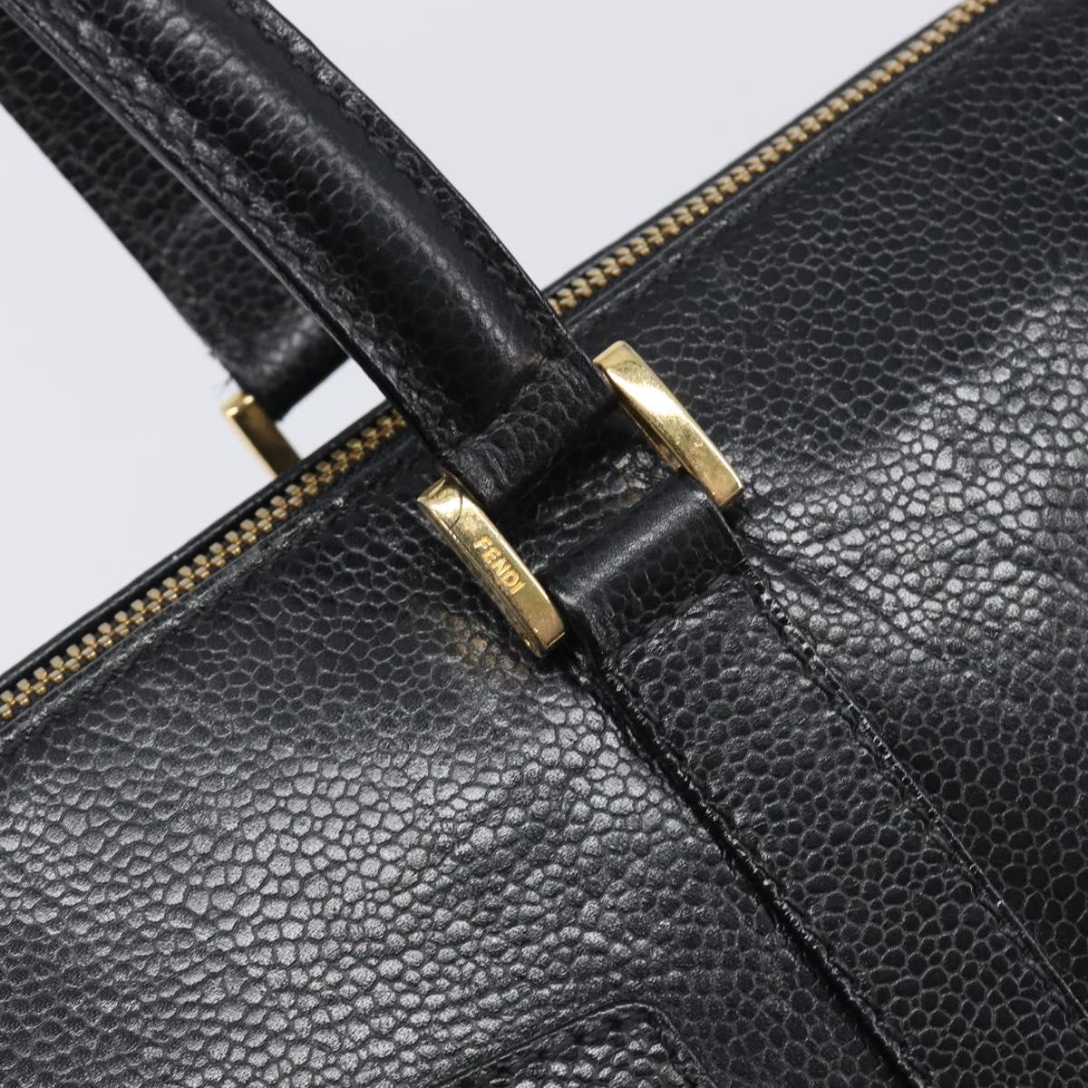 FENDI Boston Bag Leather Black Gold Auth 199674V - Jerrillo image 10