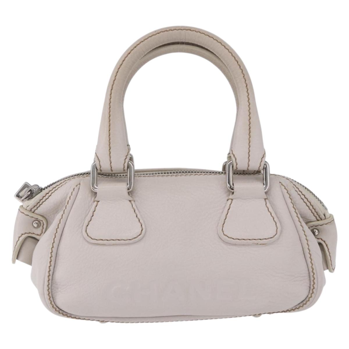 CHANEL Hand Bag Leather White Silver CC Auth 200073V - Jerrillo image 2