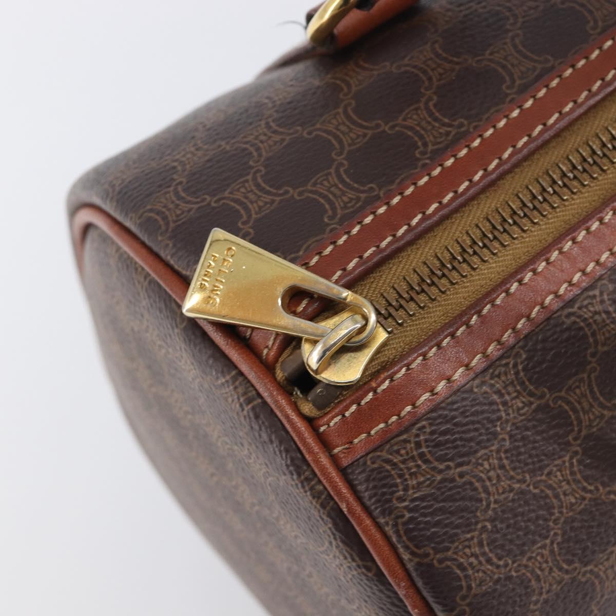 CELINE Macadam Canvas Hand Bag PVC Leather Brown Gold Auth 200255A - Jerrillo image 10