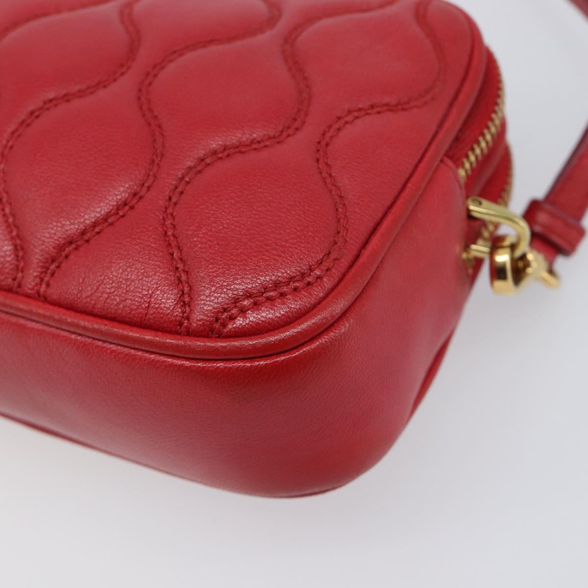 Miu Miu Pouch Leather Red Gold Tone Auth 200834V - Jerrillo image 10