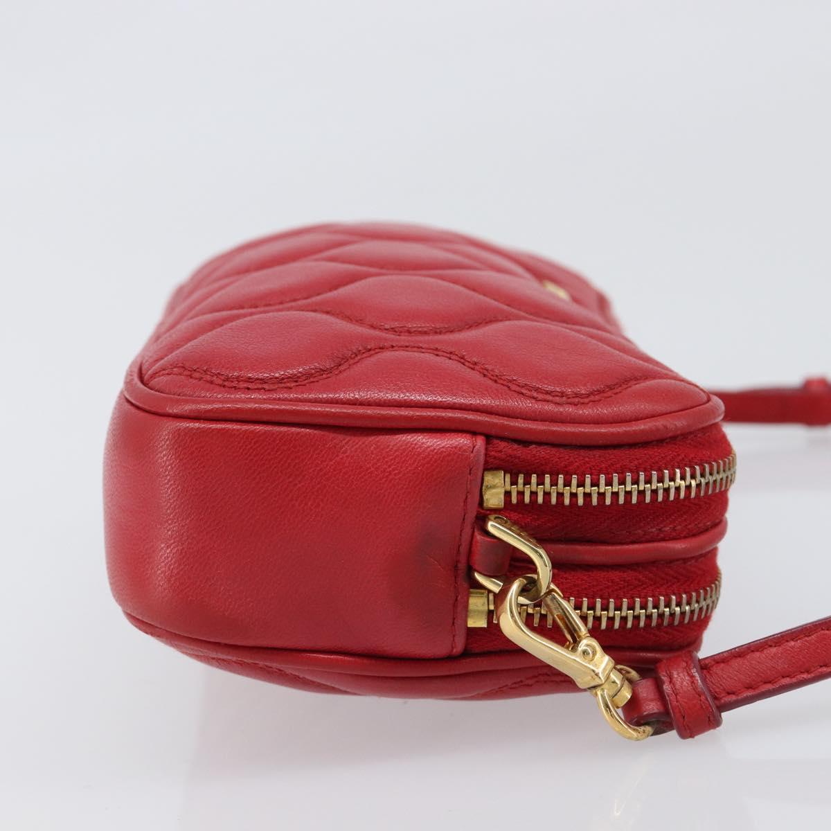 Miu Miu Pouch Leather Red Gold Tone Auth 200834V - Jerrillo image 4