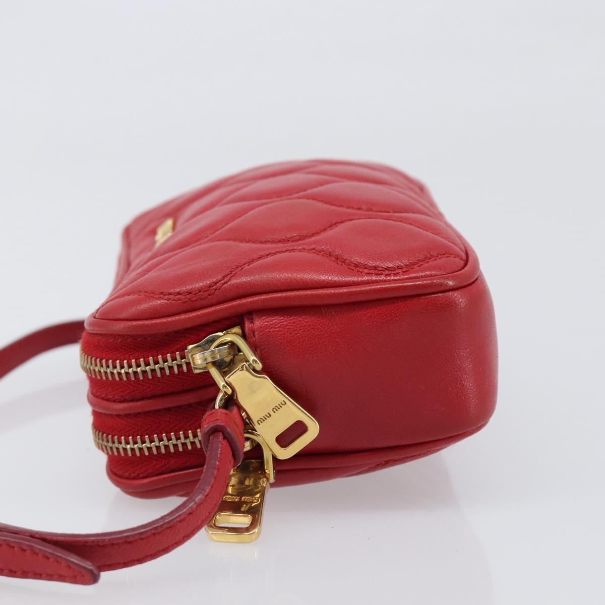Miu Miu Pouch Leather Red Gold Tone Auth 200834V - Jerrillo image 5
