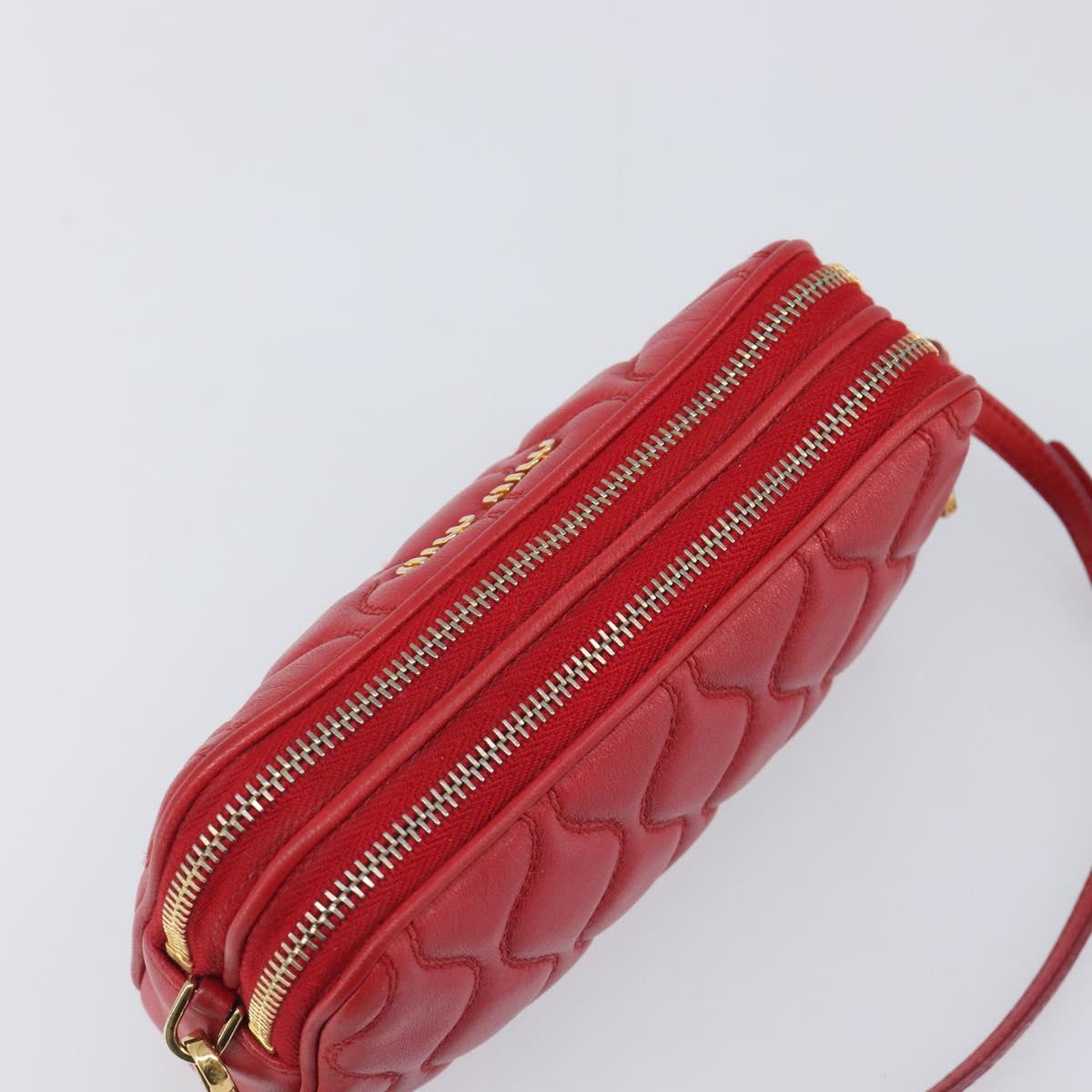 Miu Miu Pouch Leather Red Gold Tone Auth 200834V - Jerrillo image 6