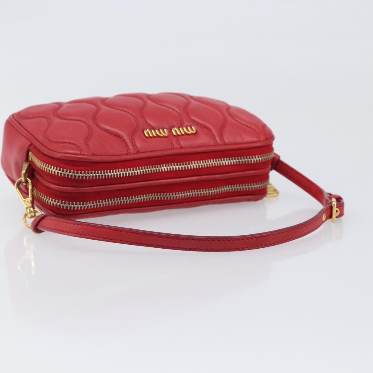 Miu Miu Pouch Leather Red Gold Tone Auth 200834V - Jerrillo image 7