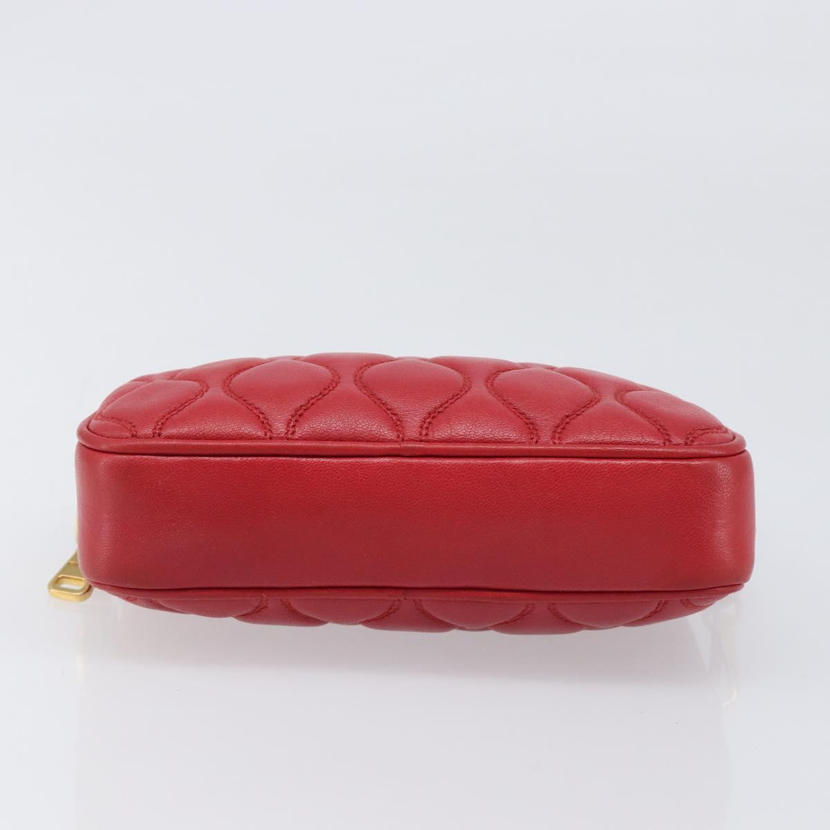Miu Miu Pouch Leather Red Gold Tone Auth 200834V - Jerrillo image 9