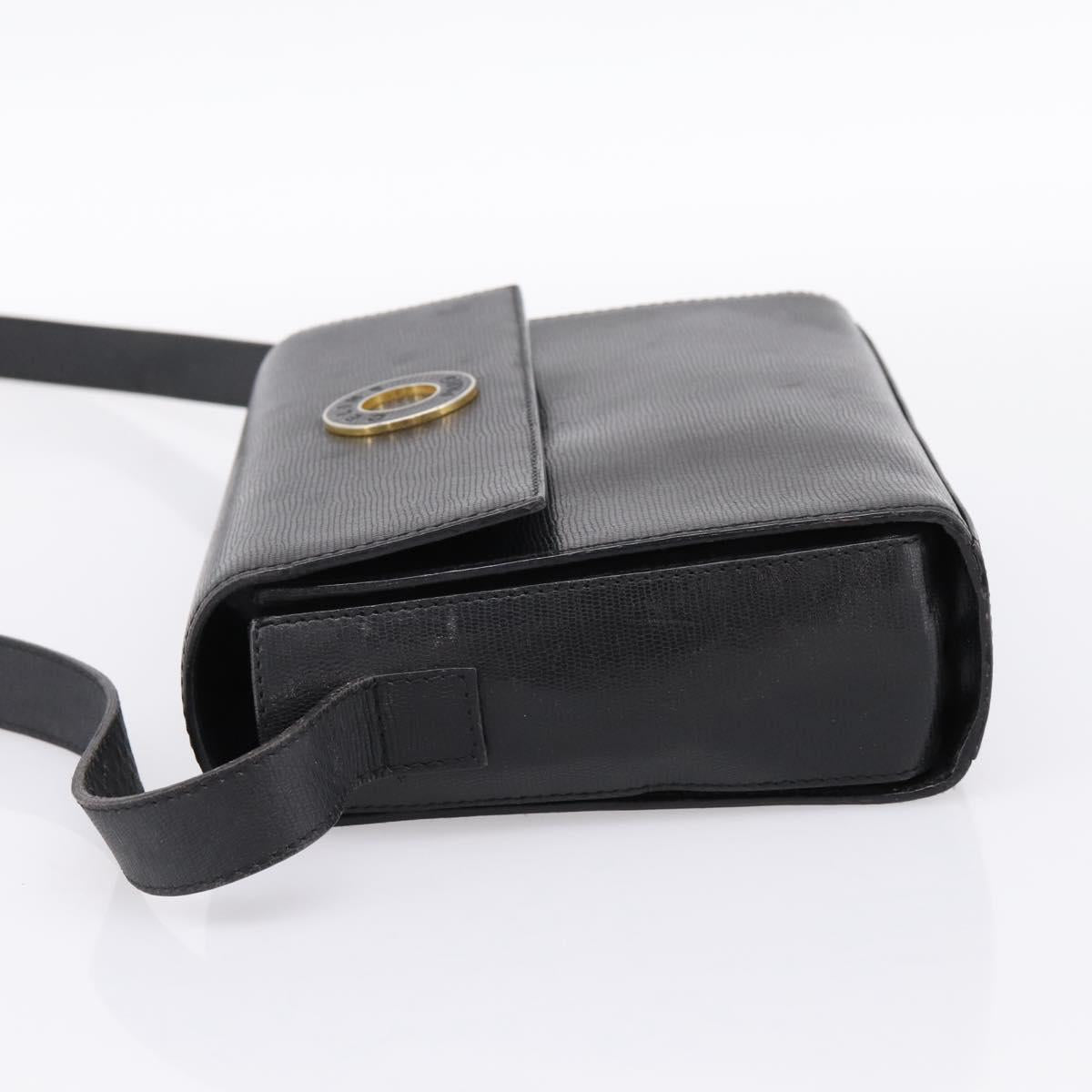 CELINE Circle Shoulder Bag Leather Black Gold Auth 200944 - Jerrillo image 3