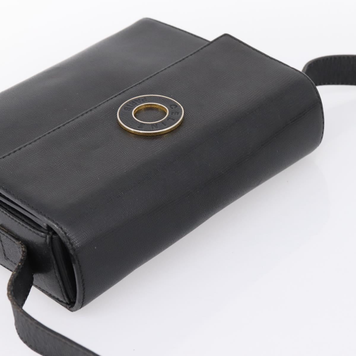 CELINE Circle Shoulder Bag Leather Black Gold Auth 200944 - Jerrillo image 6