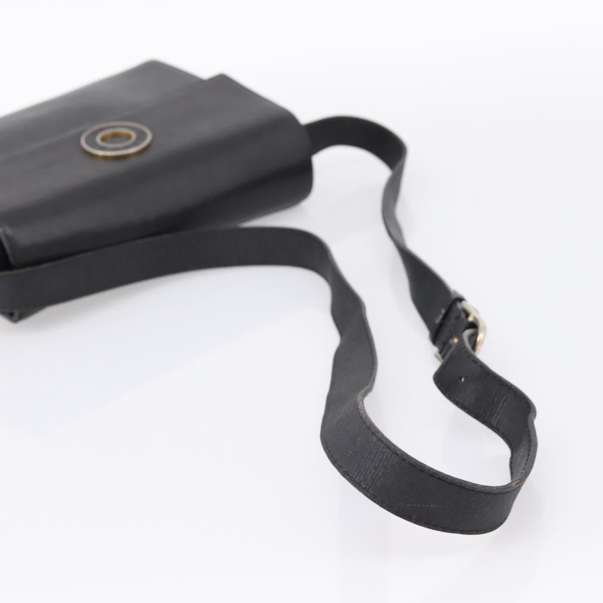 CELINE Circle Shoulder Bag Leather Black Gold Auth 200944 - Jerrillo image 7