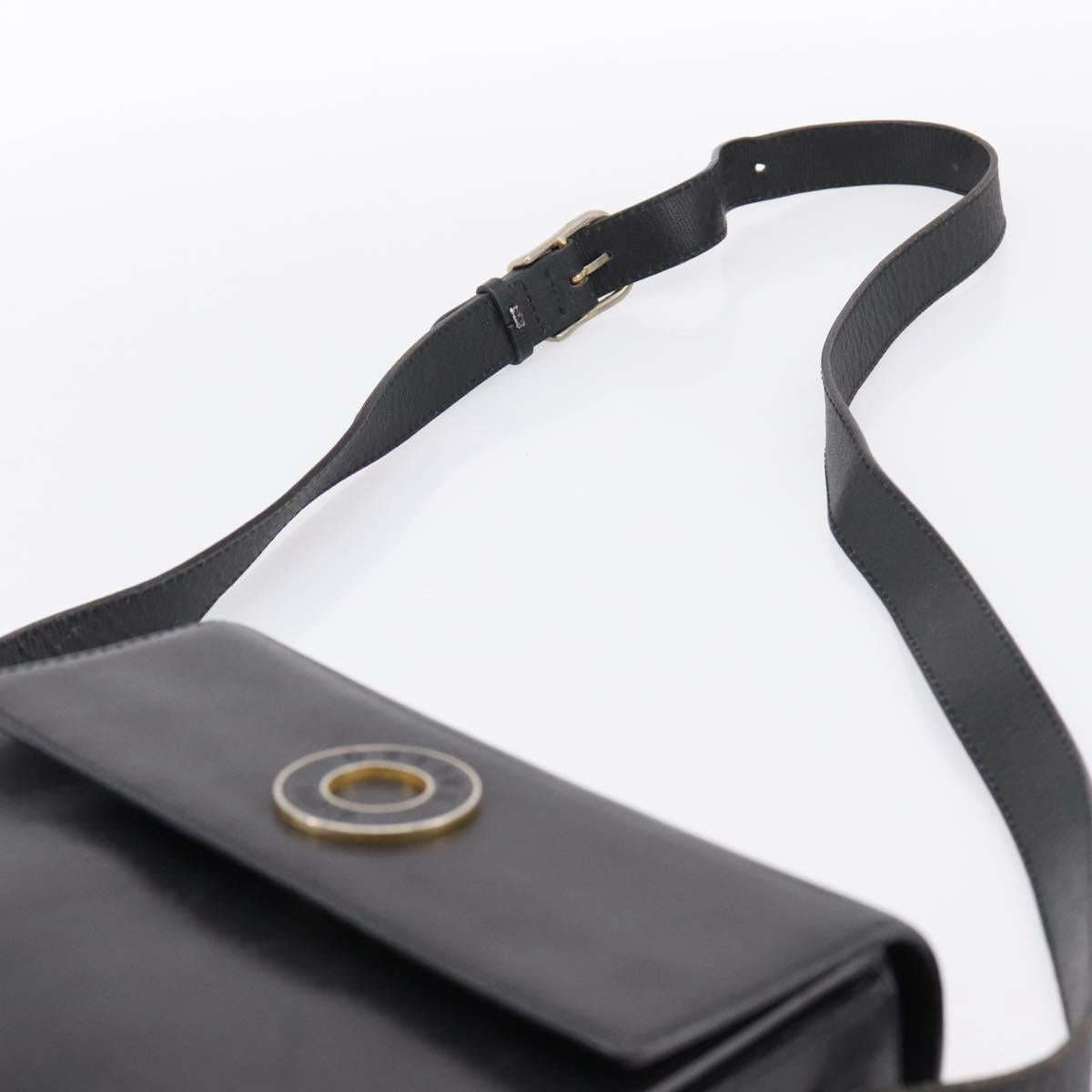 CELINE Circle Shoulder Bag Leather Black Gold Auth 200944 - Jerrillo image 8