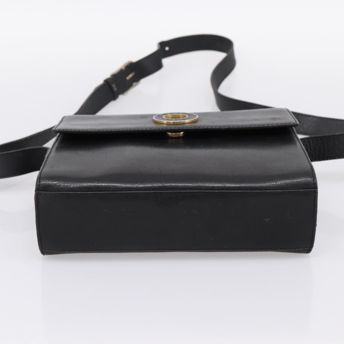 CELINE Circle Shoulder Bag Leather Black Gold Auth 200944 - Jerrillo image 5