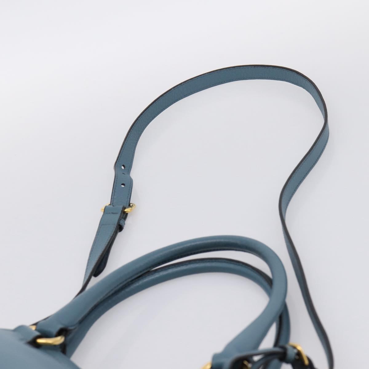 PRADA Hand Bag Leather 2way Light Blue Gold Tone Auth 202074V - Jerrillo image 10