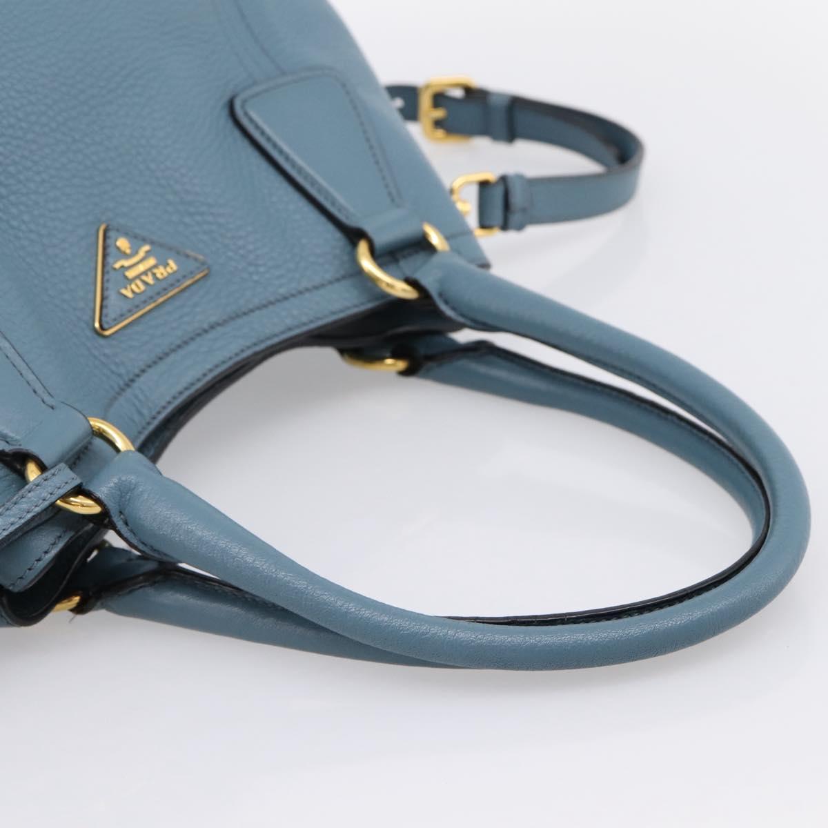 PRADA Hand Bag Leather 2way Light Blue Gold Tone Auth 202074V - Jerrillo image 7