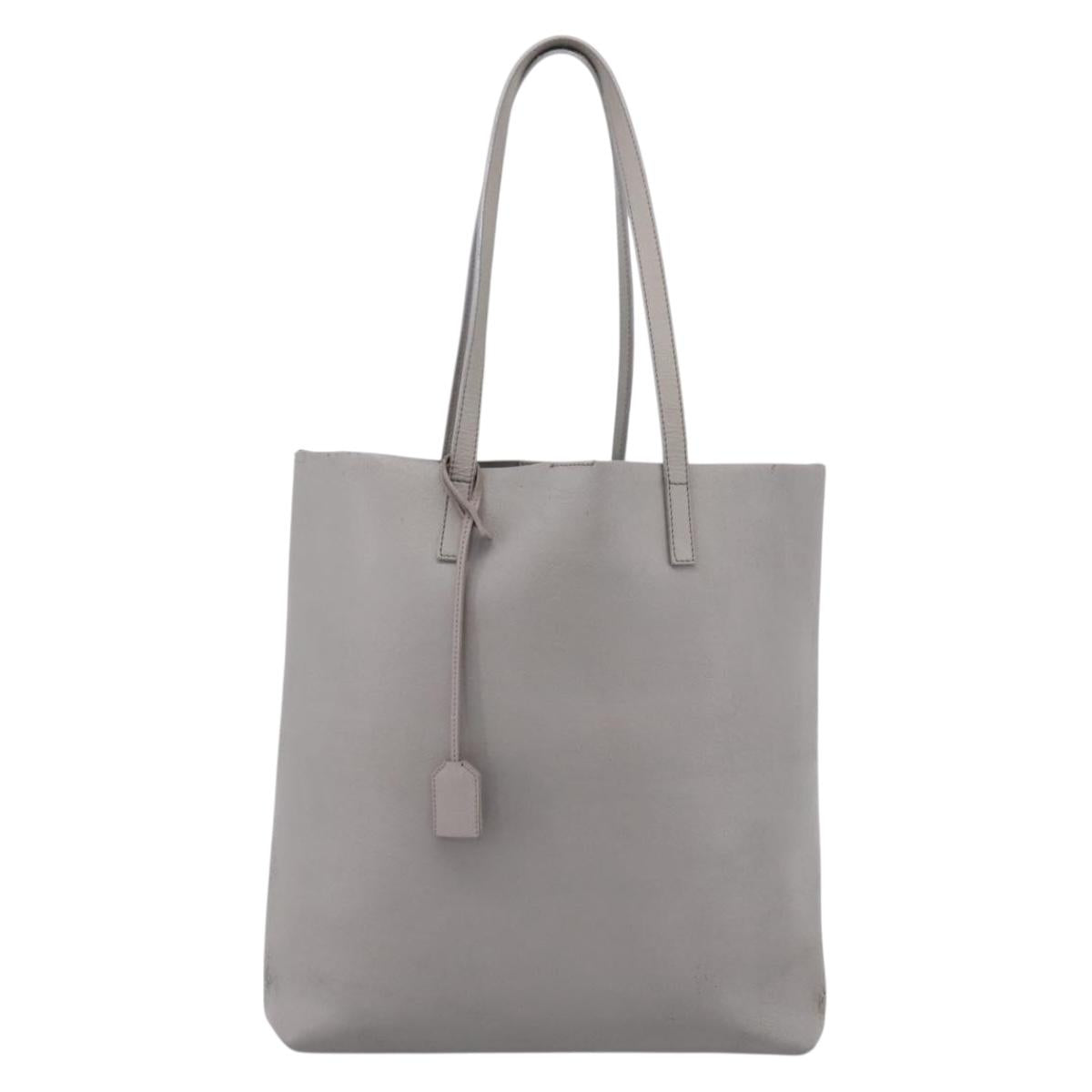 SAINT LAURENT Tote Bag Leather Gray Gold Tone Auth 202234 - Jerrillo image 2