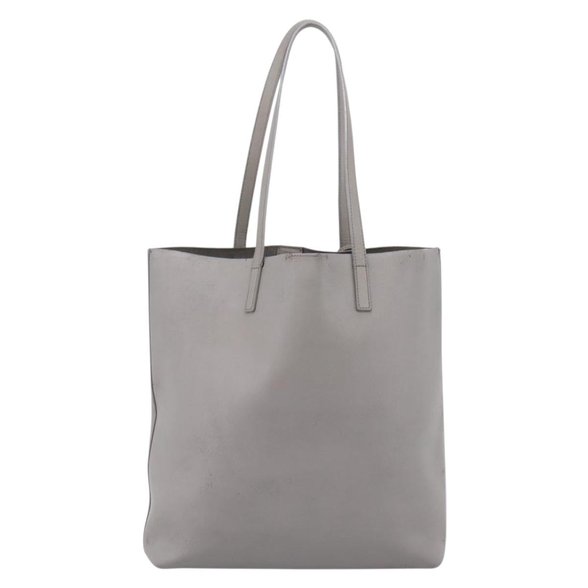 SAINT LAURENT Tote Bag Leather Gray Gold Tone Auth 202234 - Jerrillo image 3
