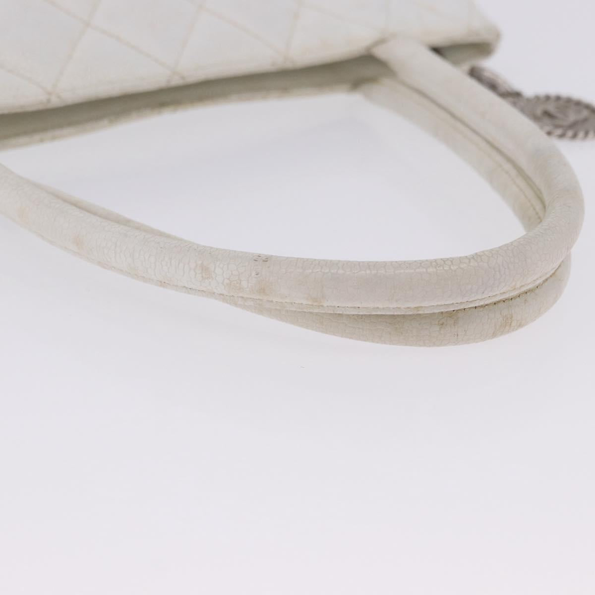CHANEL Tote Bag Caviar Skin Standard White Silver CC Auth 204728 - Jerrillo image 8