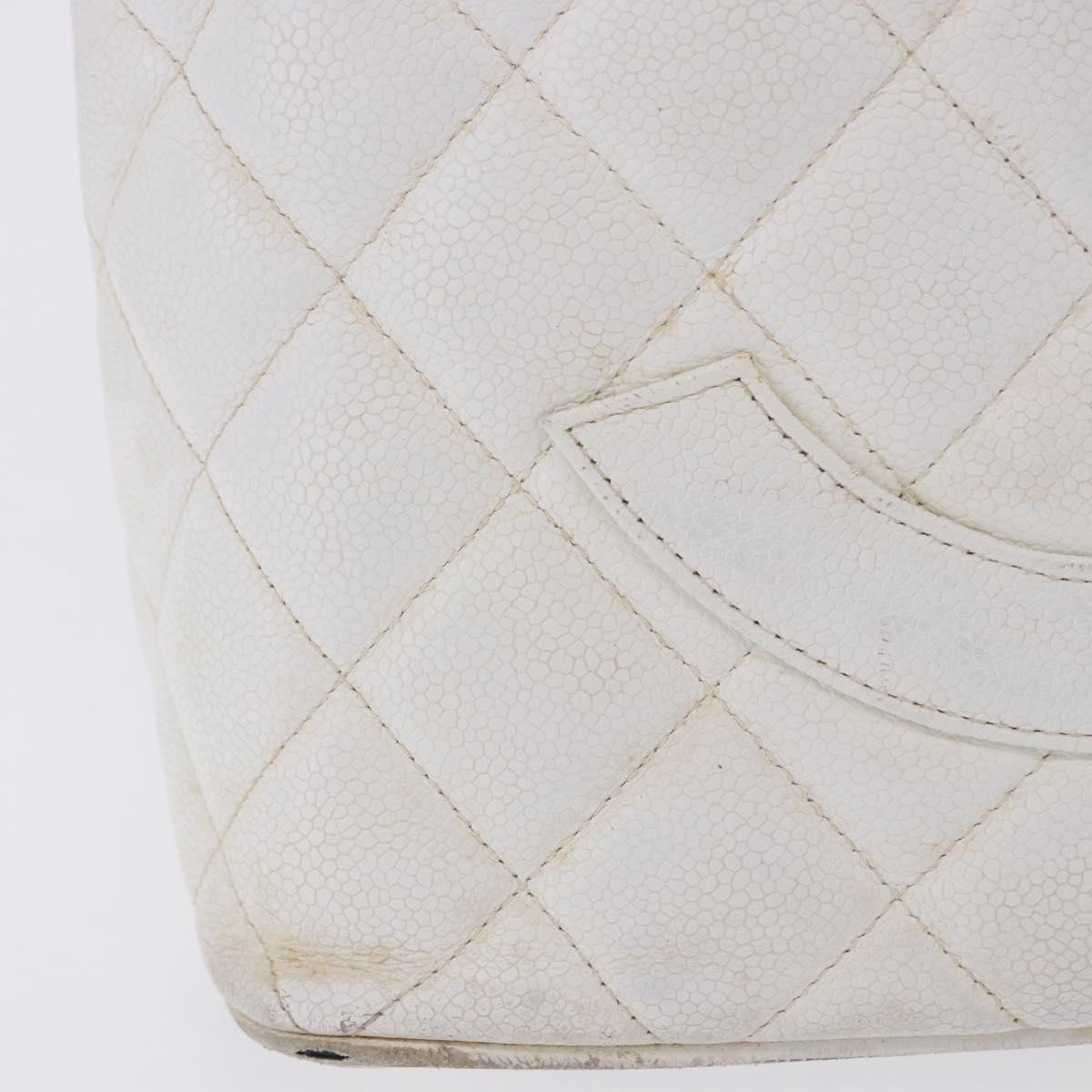 CHANEL Tote Bag Caviar Skin Standard White Silver CC Auth 204728 - Jerrillo image 2