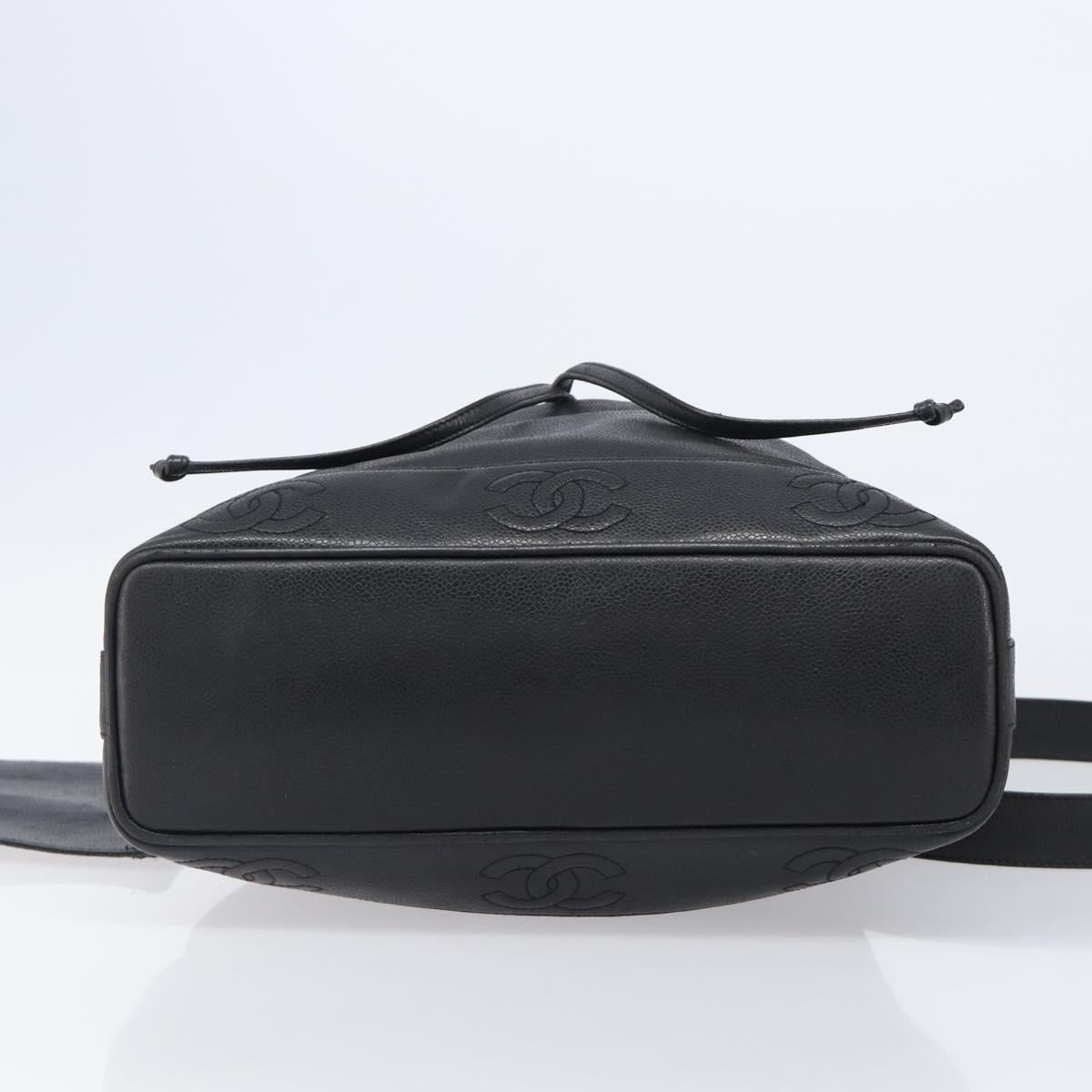 CHANEL Triple COCO Mark Shoulder Bag Caviar Skin Black Gold CC Auth 206050V - Jerrillo image 10