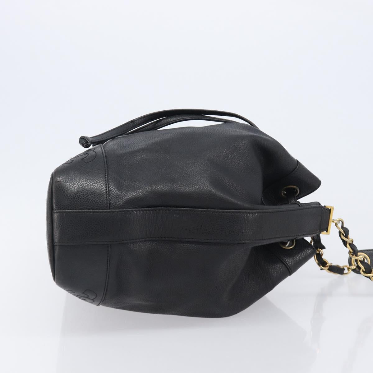 CHANEL Triple COCO Mark Shoulder Bag Caviar Skin Black Gold CC Auth 206050V - Jerrillo image 4