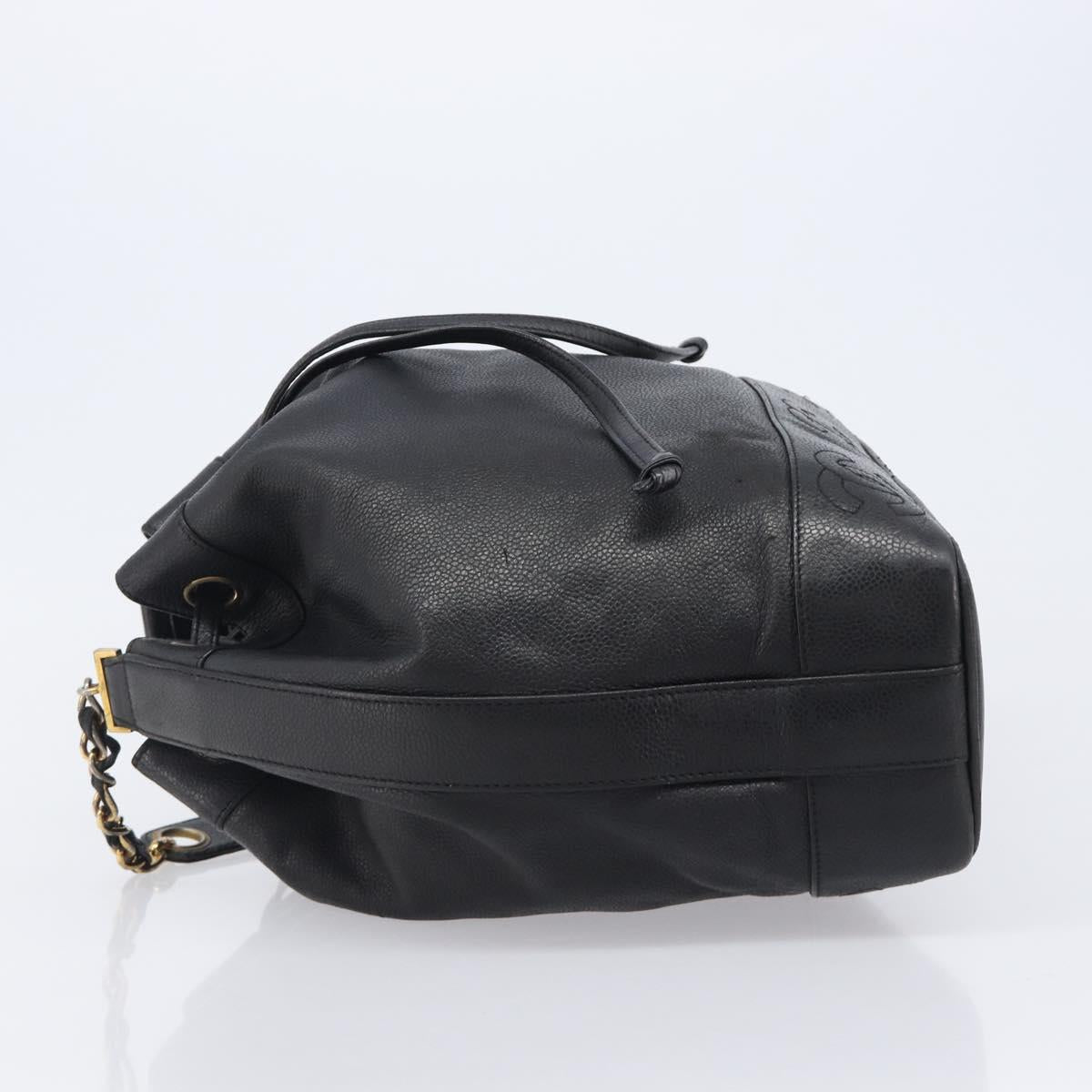 CHANEL Triple COCO Mark Shoulder Bag Caviar Skin Black Gold CC Auth 206050V - Jerrillo image 5
